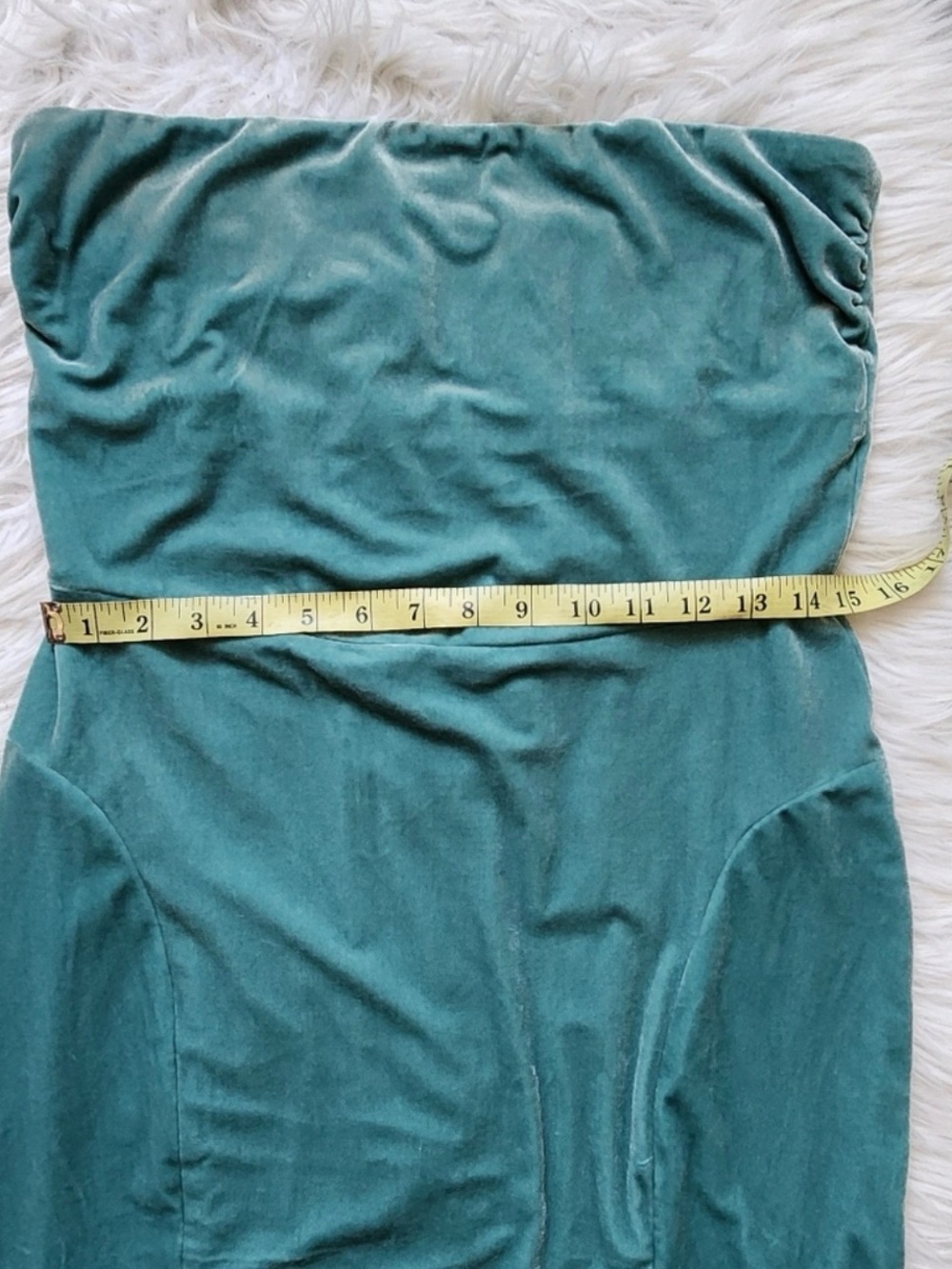 Norma Kamali Strapless Teal Velvet Mermaid Midi Cocktail Formal Evening Dress - Picture 4 of 4